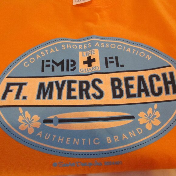 Vintage FT. MYERERS BEACH T Shirt Size Petite Orange U.S.A. - Picture 5 of 7